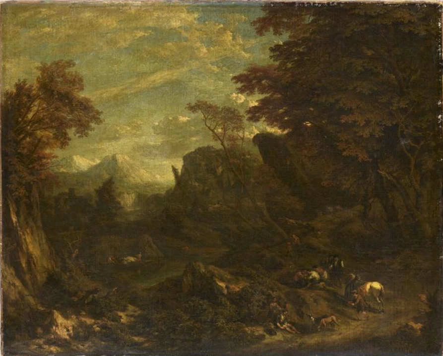 Paesaggio con viaggiatori che riposano sul ciglio di una strada - Museo del Louvre, Parigi